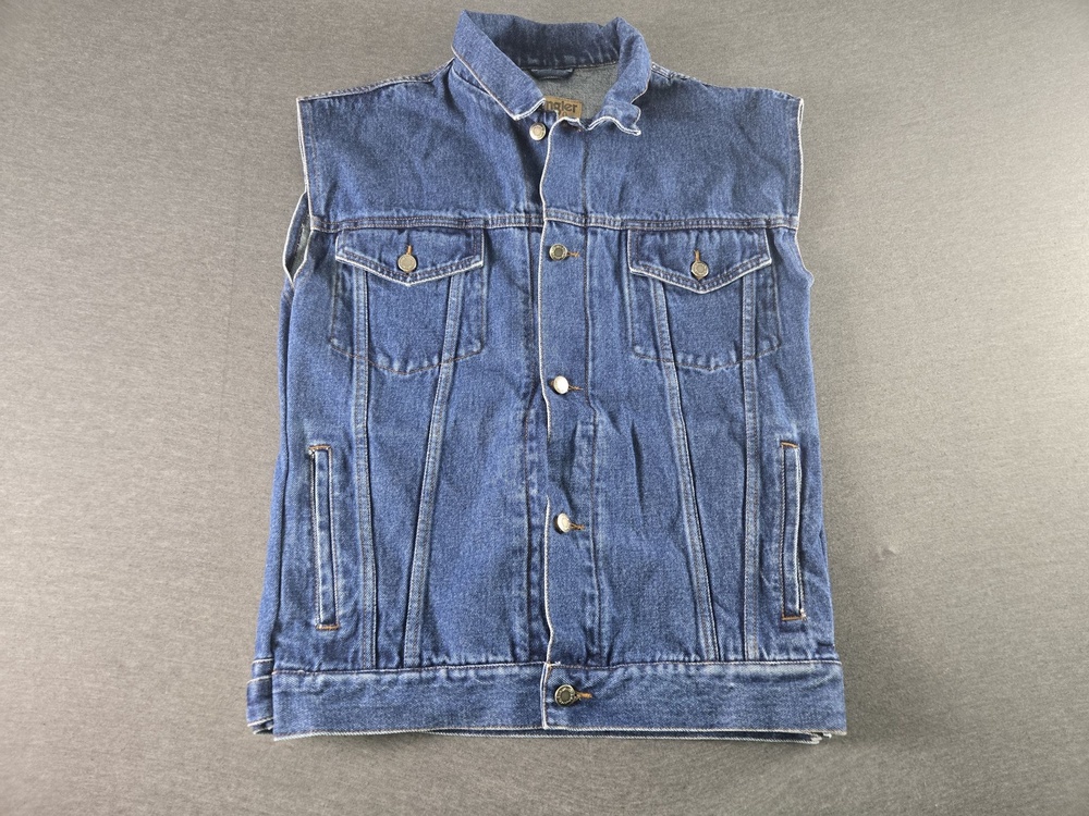 Wrangler Hero Denim Vest Mens XL Blue Western Biker Button Pockets Cowboy